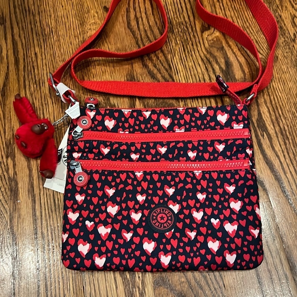 Kipling Abner Crossbody in Heart Festival Pattern NWT
